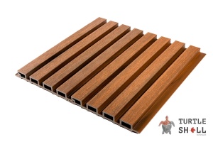 Реечная панель ДПК Middle Lines, Thai Teak, Коэкструзия, 219х26 мм от бренда Turtle Shell — идеально для отделки наружных стен (фасад, цоколь,кровельный свет, гараж, беседка)