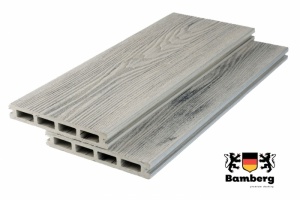 Пустотелая террасная доска дпк Bamberg Square 3D Natural, Karelian Birch — Black Deck